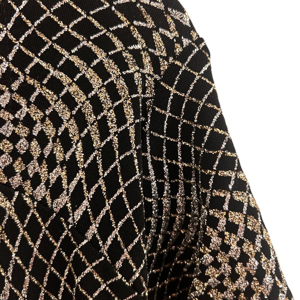 Ronni Nicole by Ouida Womens Top L Black Metallic Gold Silver Vtg  90's Glam - Picture 6 of 6